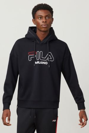 FILA Milano French Terry Hoodies Black,Mens Clothing | CA.AHZSEQ057